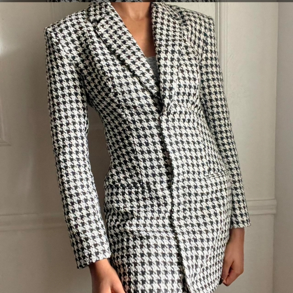 Zara* Houndstooth blazer dress with shoulder pads - Picture 7 of 16